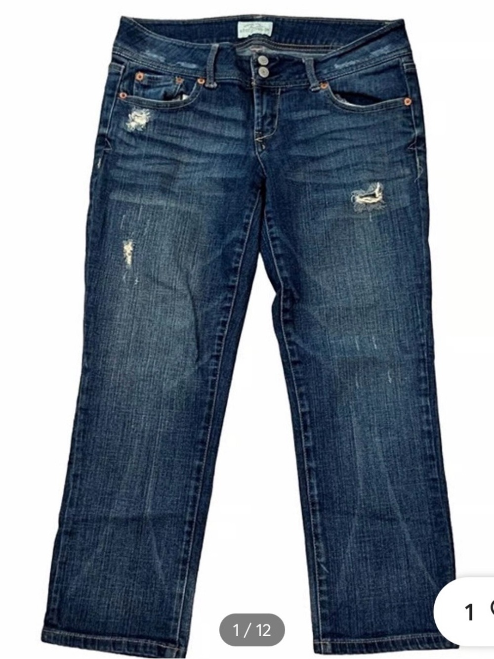 Aeropostale Dark Blue Distressed Cropped Jeans